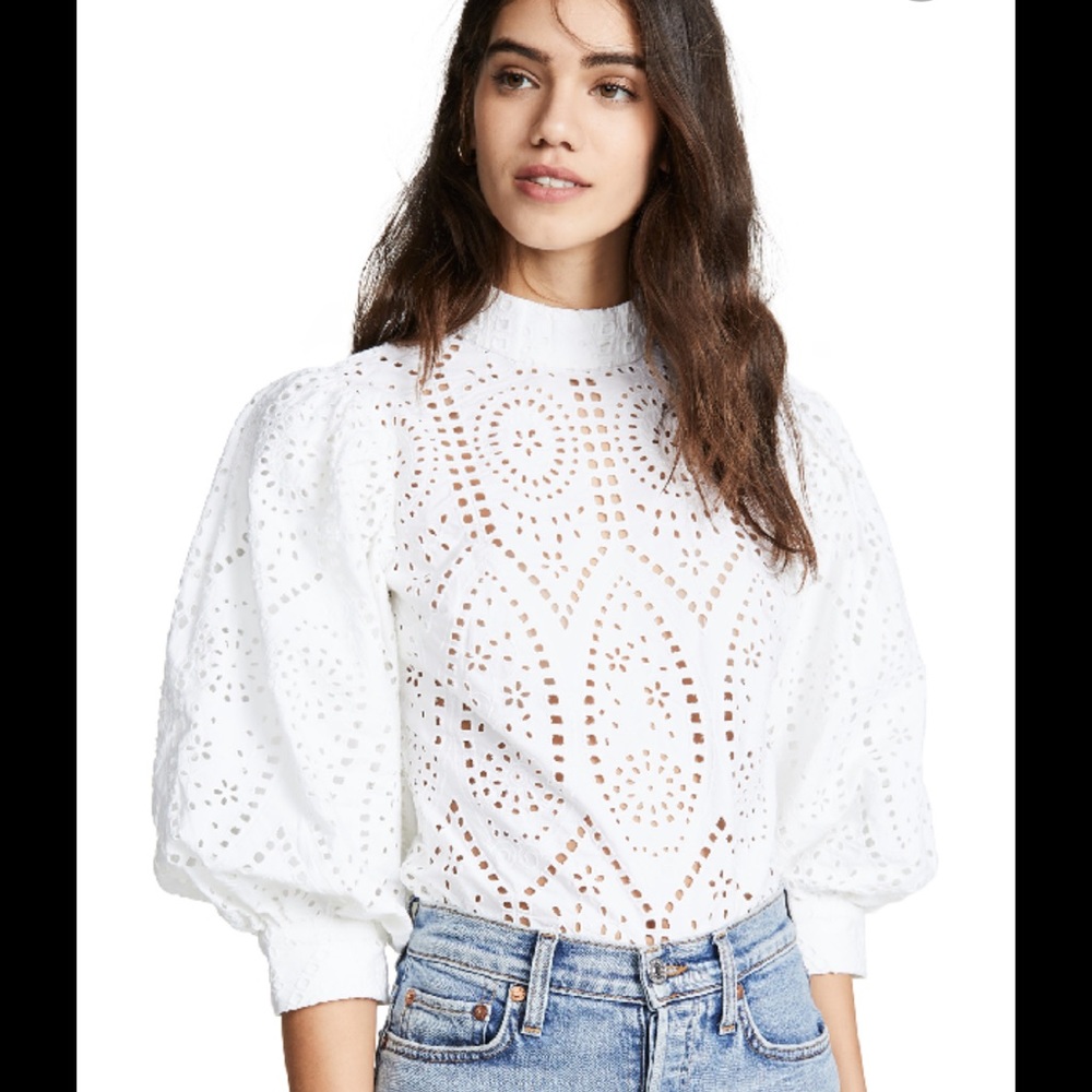 NWT Ganni Falcon Eyelet Blouse
